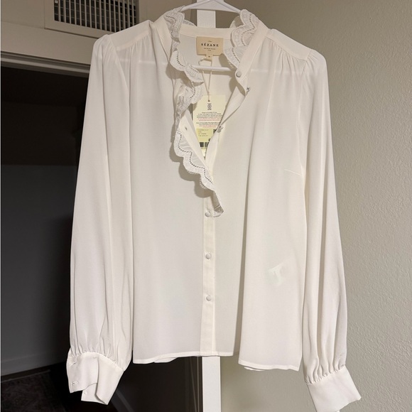 NWT Sézane Chlo Silk Button-Down Blouse - Picture 4 of 6
